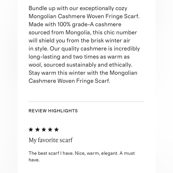 Quince Mongolian Cashmere Woven Fringed Scarf, NWOT - Picture 5 of 9